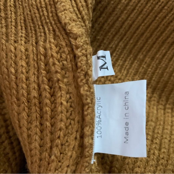 Mustard Off Shoulder Fringe Sweater - Picture 4 of 4